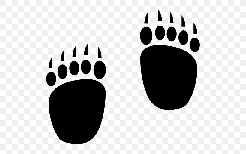 Polar Bear Footprint Clip Art, PNG, 512x512px, Bear, Animal, Animal Track, Black, Black And White Download Free