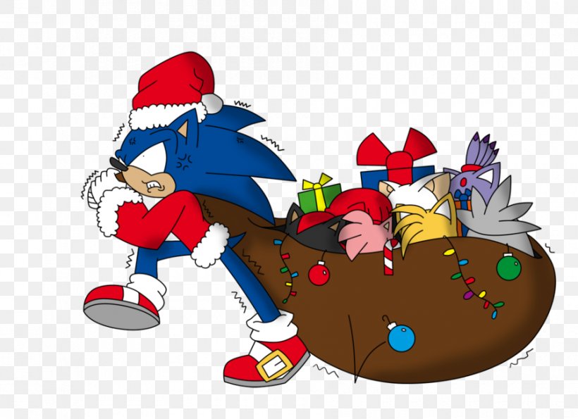 Sonic The Hedgehog Santa Claus Tails Sonic Chaos Knuckles The Echidna, PNG, 900x654px, Sonic The Hedgehog, Amy Rose, Art, Cartoon, Christmas Download Free