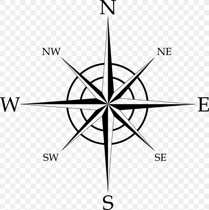 Compass Rose Clip Art, PNG, 1880x1890px, Compass Rose, Area, Black And White, Compass, Rose Download Free