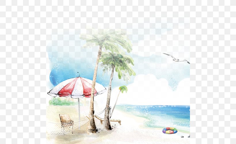 Beach Drawing Seaside Resort, PNG, 500x500px, Beach, Art, Calm, Caribbean, Designer Download Free