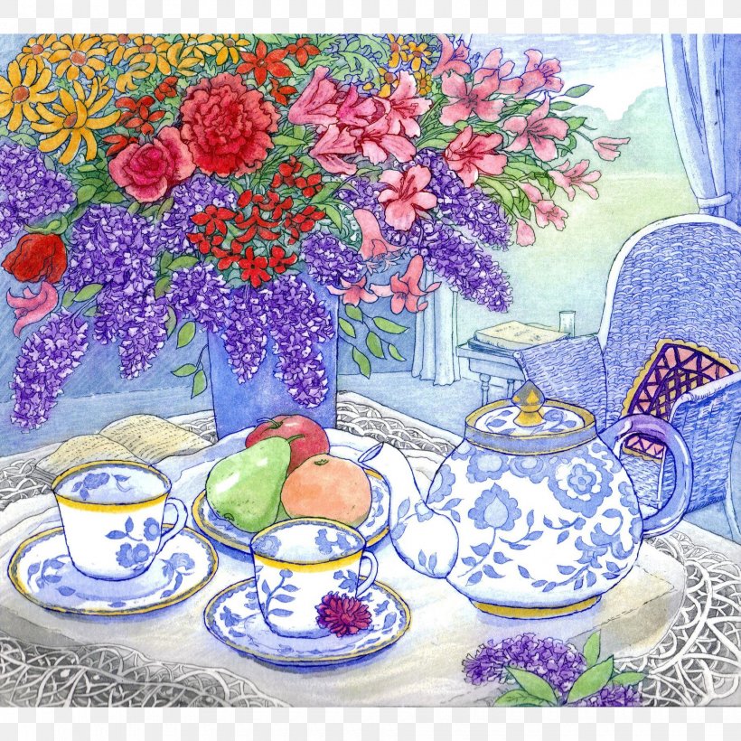 High Tea Floral Design Coffee Cafe, PNG, 1840x1840px, Tea, Art, Artwork, Break, Cafe Download Free