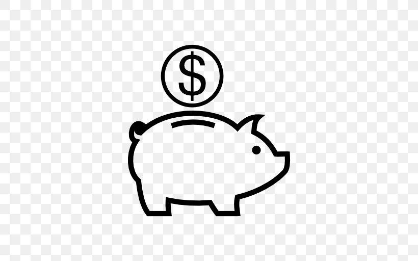 Piggy Bank Money Saving Coin, PNG, 512x512px, Piggy Bank, Area, Bank, Black, Black And White Download Free
