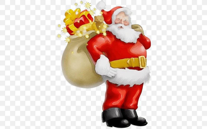 Santa Claus, PNG, 512x512px, Watercolor, Christmas Ornament, Fictional Character, Figurine, Paint Download Free