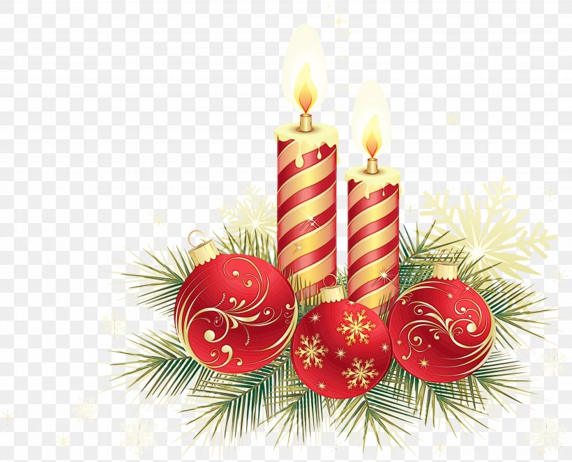 Christmas Decoration, PNG, 3000x2427px, Watercolor, Candle, Christmas, Christmas Decoration, Christmas Eve Download Free