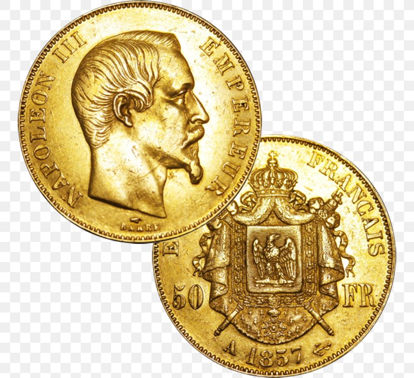 Gold Franc Napoléon Medal, PNG, 750x750px, Gold, Brass, Coin, Currency, Diameter Download Free