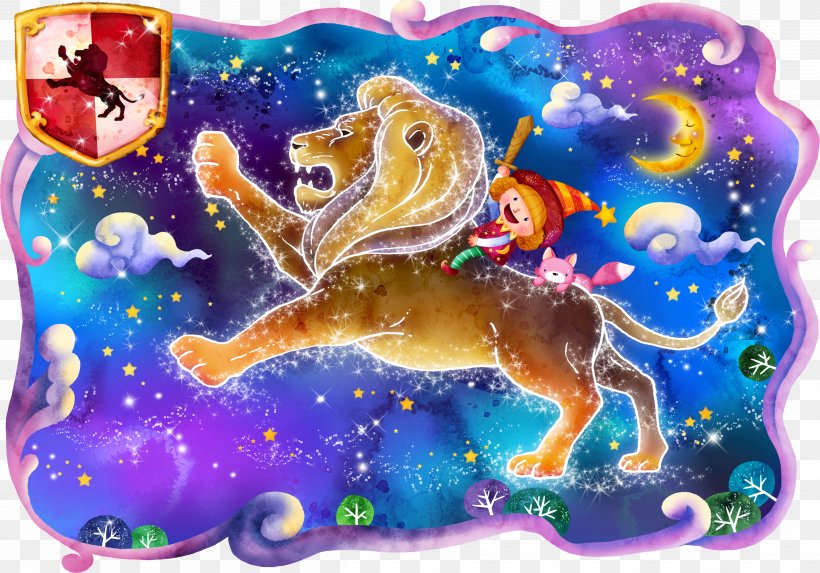 Lion Constellation Leo Aries Illustration, PNG, 4827x3374px, Lion, Aquarius, Aries, Art, Child Download Free