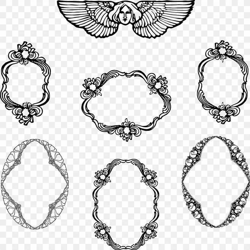 Borders And Frames Clip Art, PNG, 3840x3841px, Borders And Frames, Art, Auto Part, Black And White, Body Jewelry Download Free