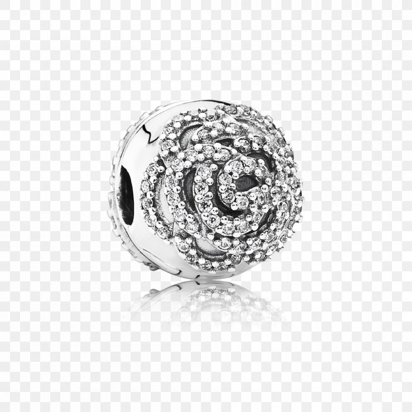 PANDORA Shimmering Rose Clip Charm, Clear Cubic Zirconia Pandora Shimmering Rose Clip, PNG, 999x999px, Pandora, Body Jewelry, Bracelet, Charm Bracelet, Cubic Zirconia Download Free