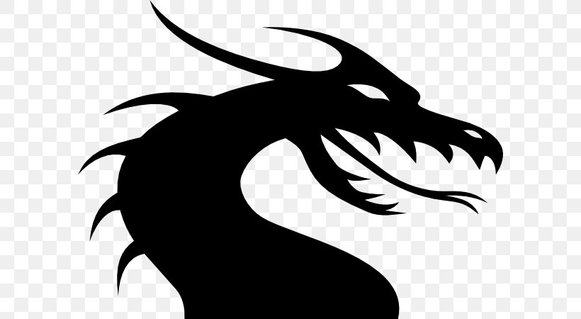 Silhouette Dragon Clip Art, PNG, 600x450px, Silhouette, Artwork, Black And White, Chinese Dragon, Dragon Download Free