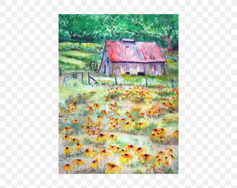 Watercolor Painting Barn Black-eyed Susan Acrylic Paint, PNG, 650x650px, Watercolor Painting, Acrylic Paint, Barn, Blackeyed Susan, Building Download Free