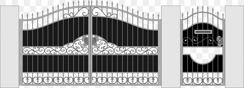 Forging Wicket Gate Door Fence, PNG, 3200x1163px, Forging, Black, Black And White, Brand, Door Download Free