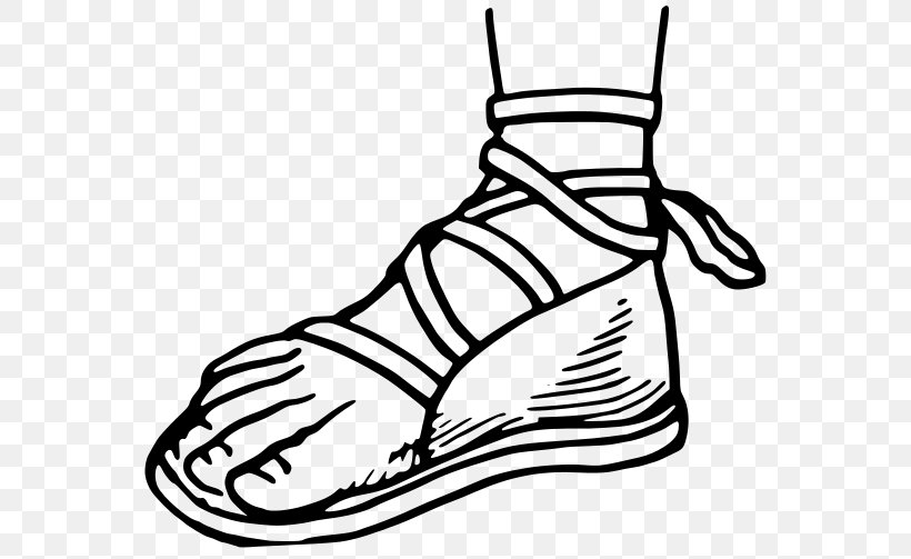 Sandal Drawing Sneakers Clip Art, PNG, 577x503px, Sandal, Area, Artwork, Black, Black And White Download Free
