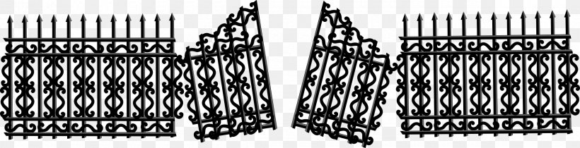 Picket Fence Gate Clip Art, PNG, 2400x617px, Fence, Black And White, Chainlink Fencing, Door, Gate Download Free
