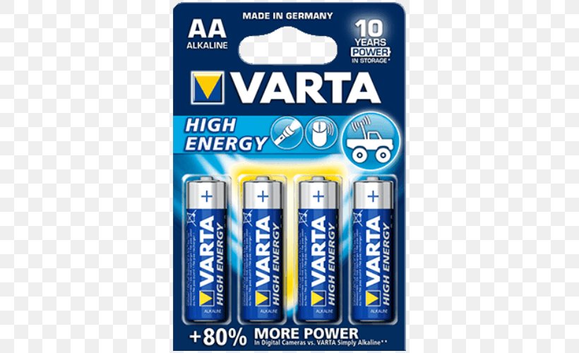 AA Battery Alkaline Battery Electric Battery VARTA Nine-volt Battery, PNG, 500x500px, Aa Battery, Aaa Battery, Alkaline Battery, Ampere Hour, Battery Download Free