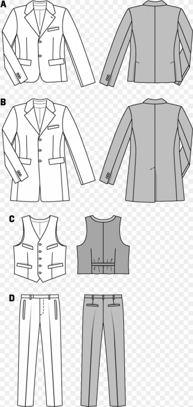 Frock Coat Suit Waistcoat Burda Style Pattern, PNG, 915x1929px, Frock Coat, Area, Arm, Artwork, Black Download Free