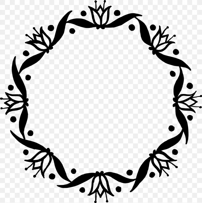 Flower Circle Clip Art, PNG, 1022x1024px, Flower, Artwork, Black And White, Branch, Flora Download Free