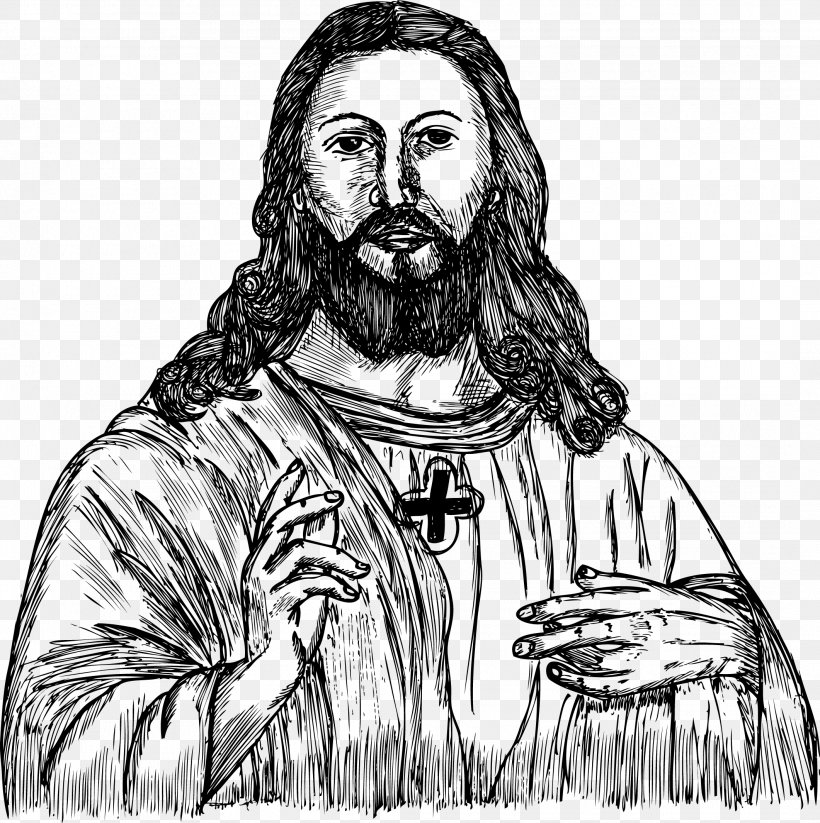 Jesus Euclidean Vector Drawing, PNG, 2122x2132px, Jesus, Art, Beard, Black And White, Christianity Download Free
