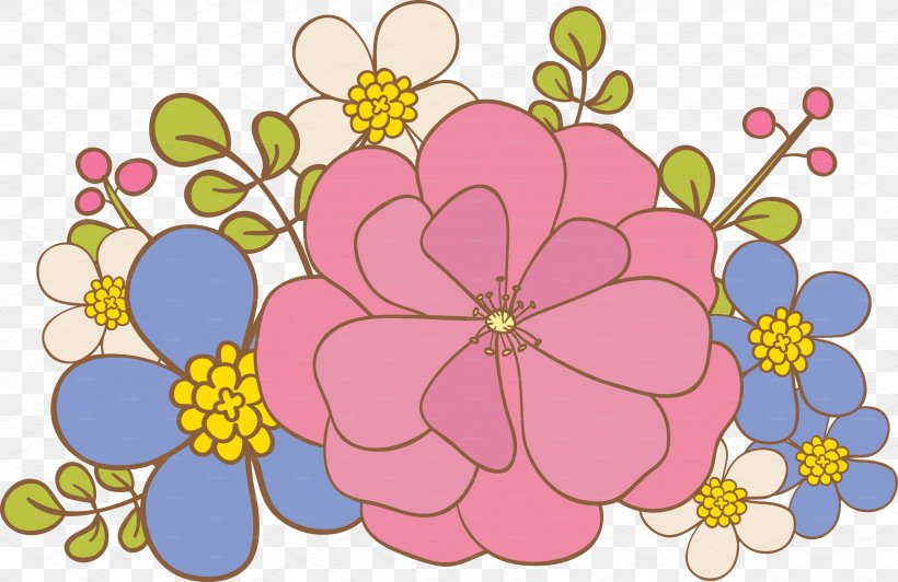 Floral Design Illustration Pattern Symmetry, PNG, 3829x2485px, Floral Design, Flower, Flowering Plant, Petal, Pink Download Free