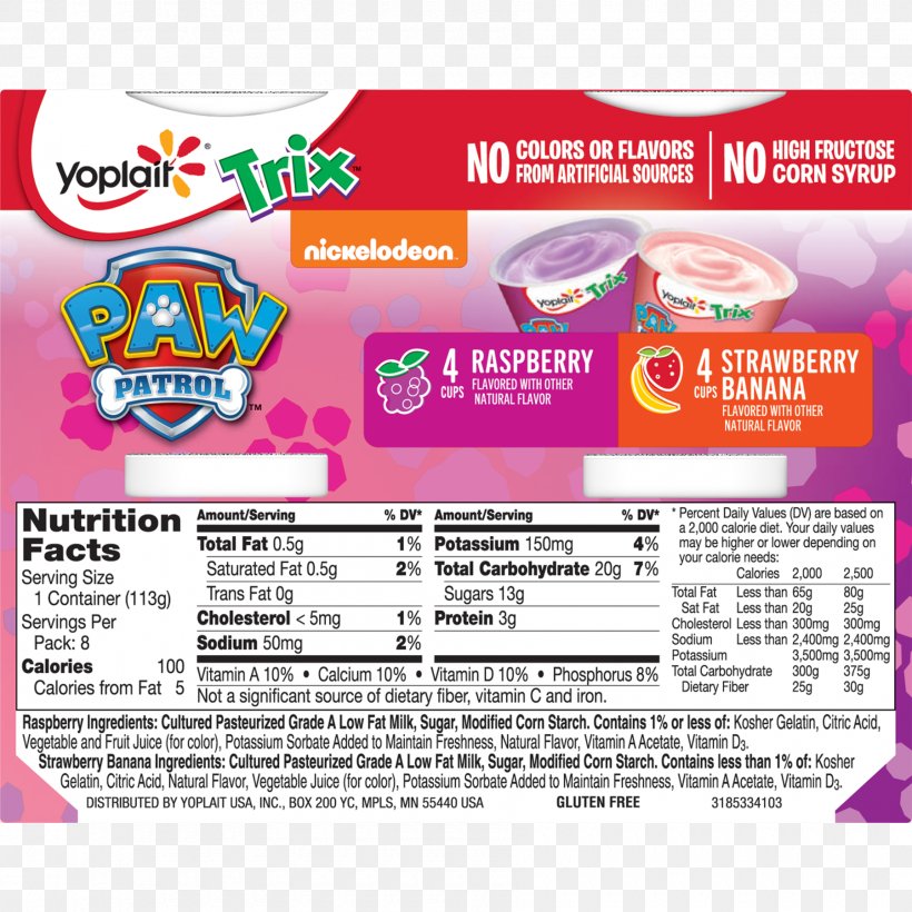 Food Yoplait Trix Yoghurt Nutrition Facts Label, PNG, 1800x1800px, Food, Banana, Berry, Brand, Cup Download Free