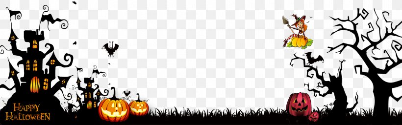 Halloween Jack-o'-lantern Trick-or-treating, PNG, 1920x600px, Halloween, Art, Black, Brand, Cartoon Download Free