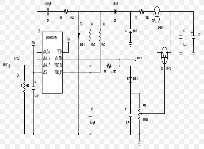 Technical Drawing Diagram Diode, PNG, 800x600px, Technical Drawing, Area, Black And White, Circuit Component, Computer Hardware Download Free