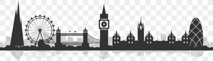 City Of London Silhouette, PNG, 7822x2266px, London, Black And White, Brand, Building, City Download Free