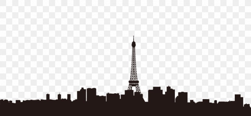 Eiffel Tower Skyline Wall Decal Silhouette Clip Art, PNG, 821x380px, Eiffel Tower, Art, Black And White, Brand, City Download Free