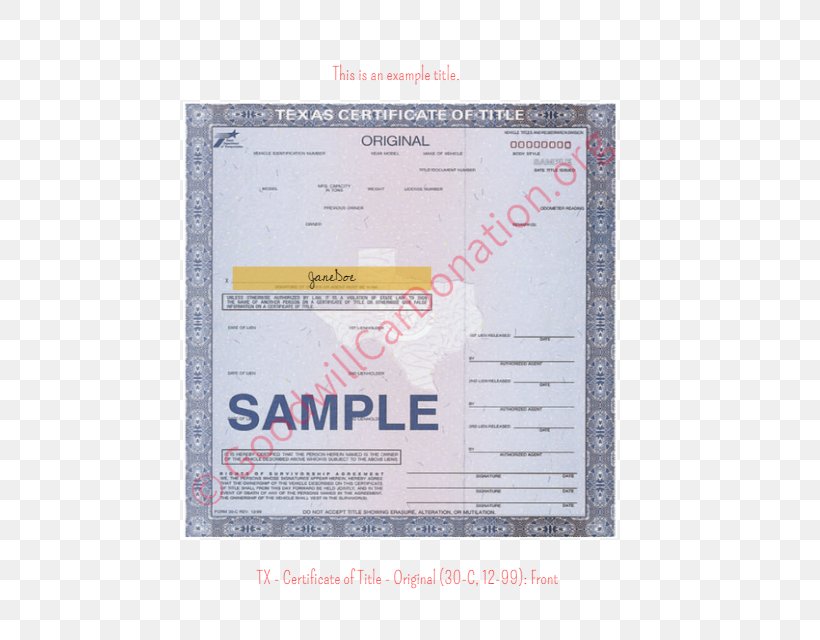 Texas Document Car Donation Title, PNG, 640x640px, 2006, Texas, Act, Book, Brand Download Free