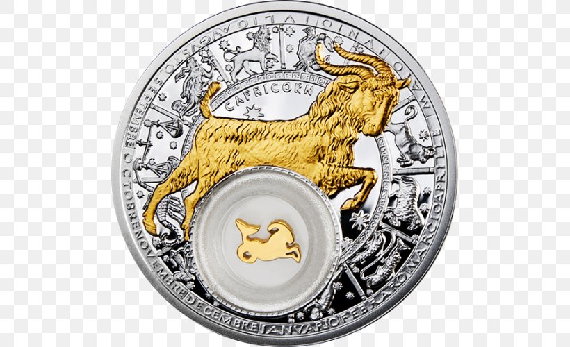 Silver Coin Zodiac Capricorn Astrological Sign, PNG, 500x500px, Coin, Astrological Sign, Astrology, Bullion Coin, Cancer Download Free