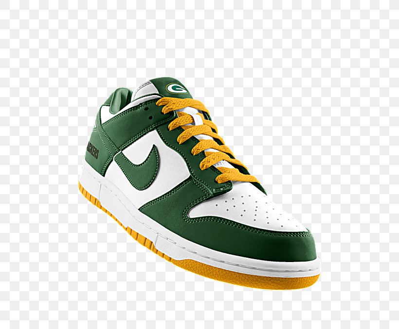 Green Bay Packers NFL Nike Dunk Sports Shoes, PNG, 678x678px, Green Bay Packers, Air Jordan, American Football, Aqua, Athletic Shoe Download Free