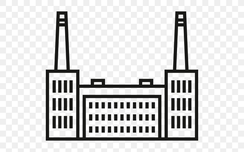 Factory Building Manufacturing Industry, PNG, 512x512px, Factory, Advanced Manufacturing, Area, Automation, Black And White Download Free