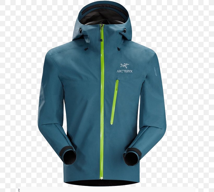 Jacket Arc'teryx Hoodie Gore-Tex Coat, PNG, 679x734px, Hoodie, Climbing, Clothing, Coat, Electric Blue Download Free