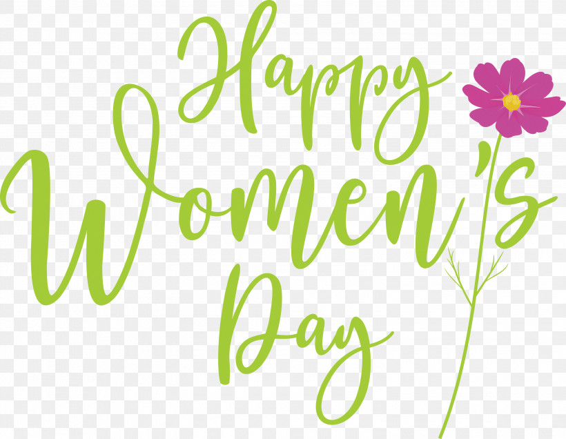 Happy Women’s Day, PNG, 3000x2330px, Floral Design, Green, Happiness, Leaf, Line Download Free