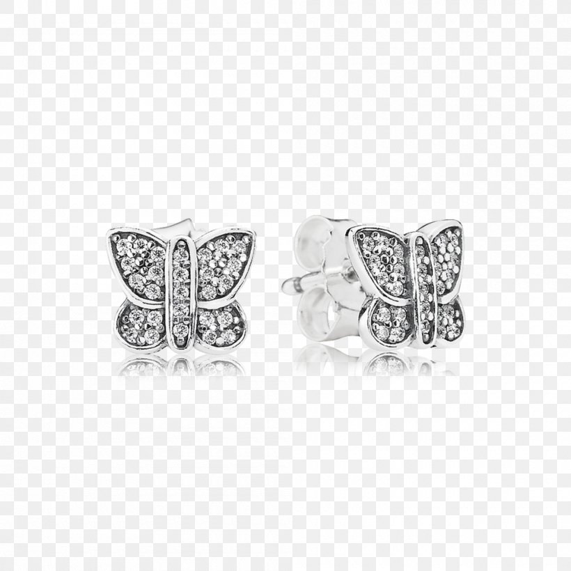 Earring Pandora Cubic Zirconia Charm Bracelet Discounts And Allowances, PNG, 1000x1000px, Earring, Body Jewelry, Bracelet, Butterfly, Charm Bracelet Download Free