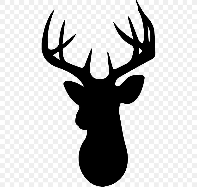 White-tailed Deer Reindeer Silhouette Clip Art, PNG, 474x779px, Deer, Antler, Black And White, Drawing, Head Download Free