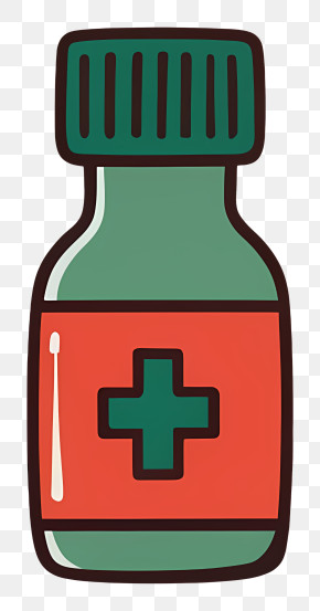 Glass Bottle - Green Medicine Bottle With Cross For Healthcare PNG