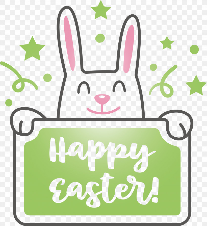 Happy Easter, PNG, 2747x3000px, Happy Easter, Easter Bunny, Green, Rabbit, Rabbits And Hares Download Free