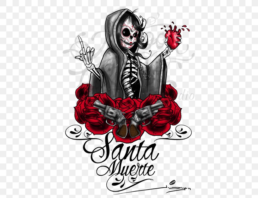 Santa Muerte Death La Calavera Catrina, PNG, 450x630px, Watercolor, Cartoon, Flower, Frame, Heart Download Free