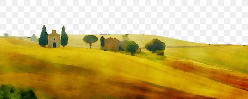 Yellow Landscape Sky Grassland Field, PNG, 1024x410px, Watercolor, Field, Grass, Grassland, Hill Download Free