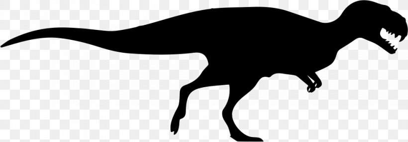 Tyrannosaurus Mapusaurus Camptosaurus Acrocanthosaurus, PNG, 981x342px, Tyrannosaurus, Acrocanthosaurus, Beak, Black And White, Camptosaurus Download Free