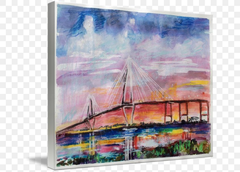 Watercolor Painting Charleston Acrylic Paint Gallery Wrap, PNG, 650x586px, Painting, Acrylic Paint, Acrylic Resin, Art, Arthur Ravenel Junior Bridge Download Free