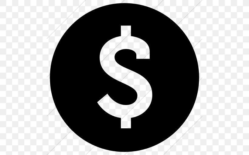 Dollar Sign Currency Symbol United States Dollar Icon, PNG, 512x512px, Dollar Sign, Black And White, Brand, Cent, Currency Download Free