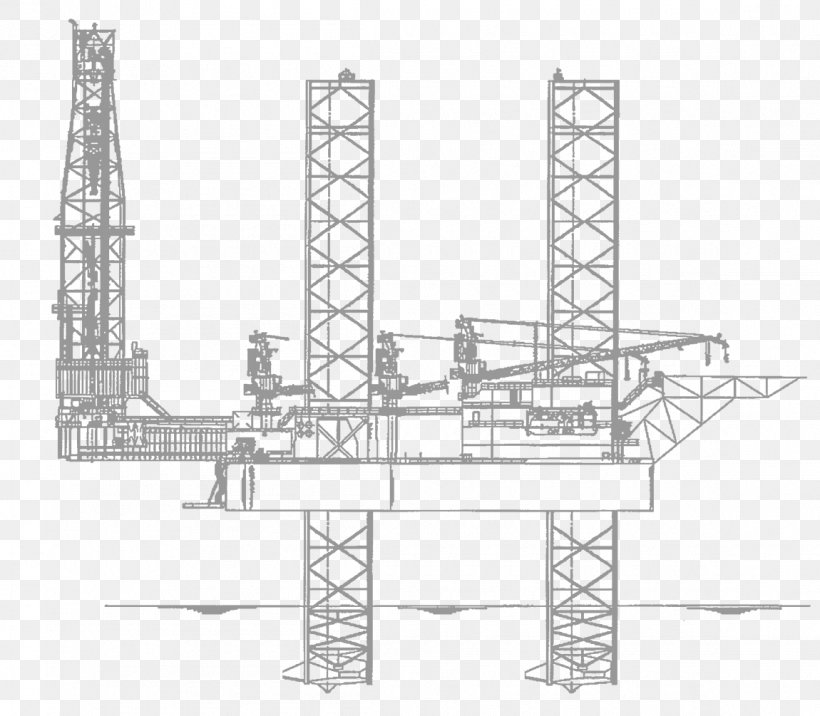 Jackup Rig Drilling Rig Oil Platform Barge, PNG, 1150x1005px, Jackup Rig, Augers, Barge, Black And White, Drawing Download Free
