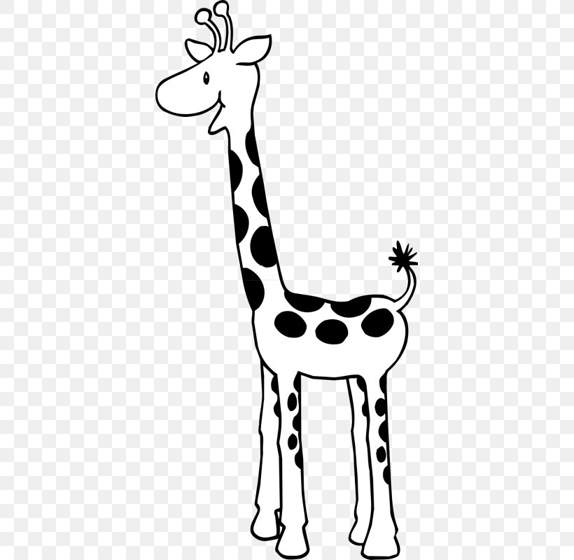Giraffe Cartoon Black And White Clip Art, PNG, 800x800px, Giraffe, Animal, Animal Figure, Black And White, Cartoon Download Free