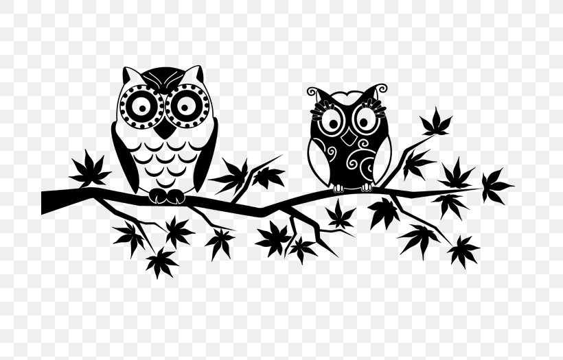 Owl Wall Decal Black And White, PNG, 700x525px, Owl, Beak, Bird, Bird Of Prey, Black Download Free