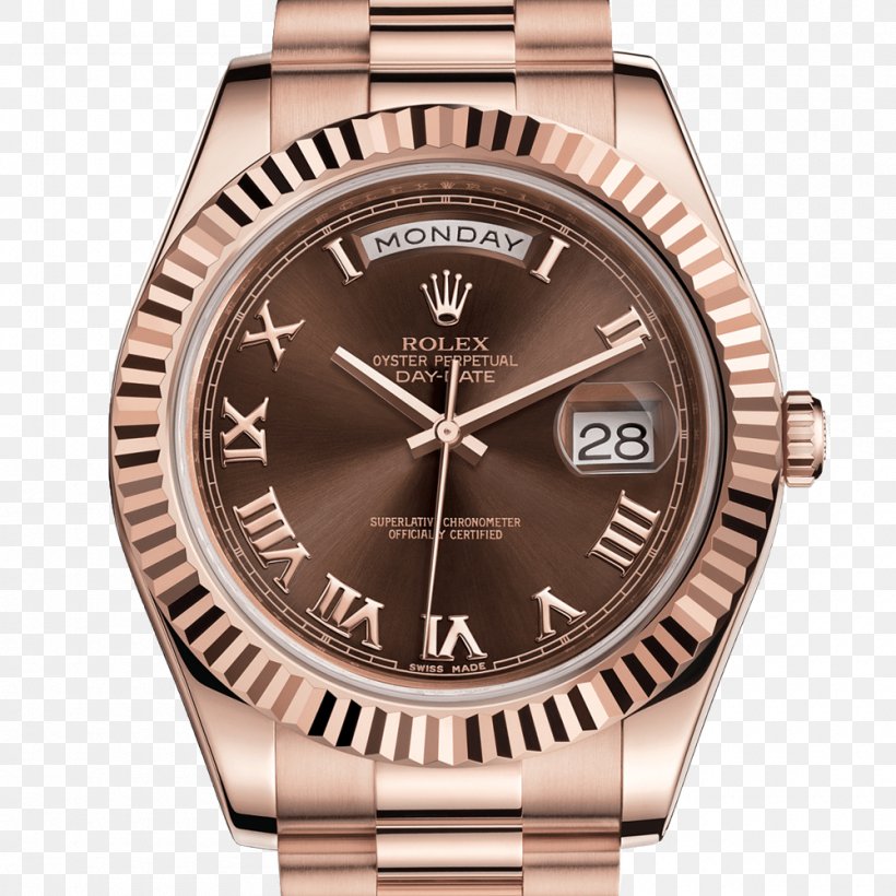 Rolex Day-Date Watch Jewellery Colored Gold, PNG, 1000x1000px, Rolex Daydate, Brand, Brown, Carat, Chronometer Watch Download Free