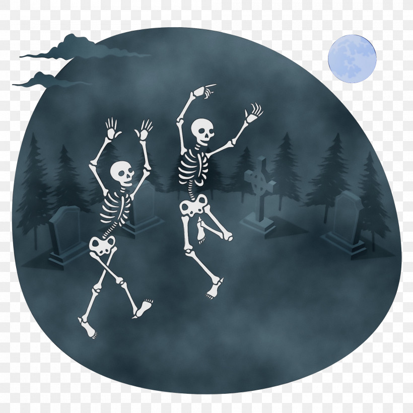 Skeleton, PNG, 2000x2000px, Halloween, Paint, Skeleton, Watercolor, Wet Ink Download Free