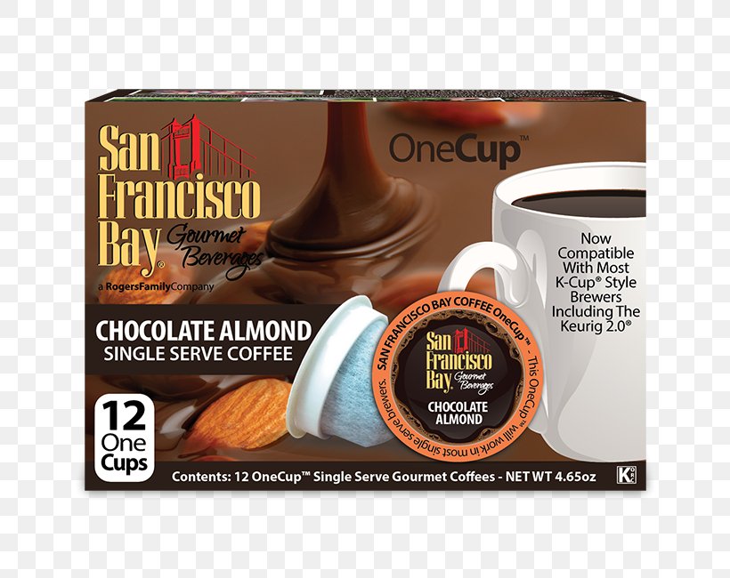 Instant Coffee San Francisco Bay CHOCOLATE ALMOND Coffee Ingredient, PNG, 650x650px, Coffee, Almond, Brand, Chocolate, Cup Download Free