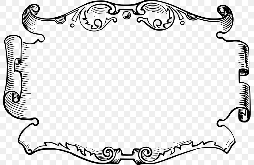 Borders And Frames Picture Frames Drawing Clip Art, PNG, 800x535px, Borders And Frames, Area, Artwork, Black And White, Body Jewelry Download Free