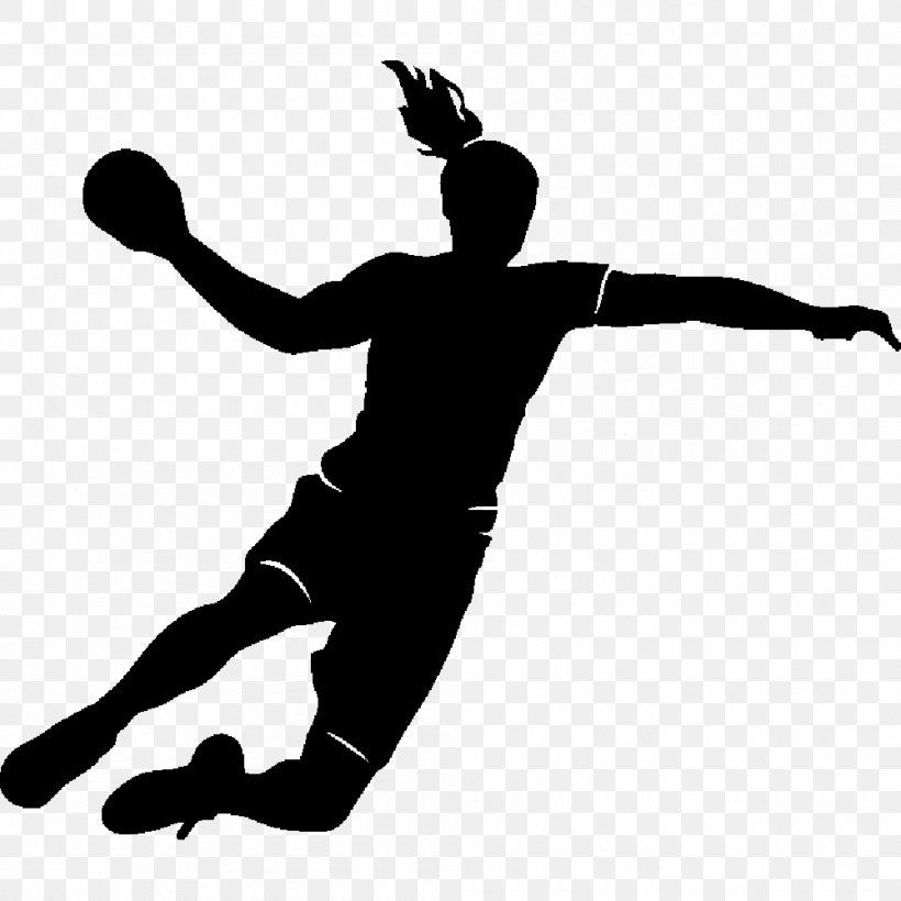 Handball Sport Wall Decal Sticker Clip Art, PNG, 1000x1000px, Handball, Arm, Athlete, Black, Black And White Download Free